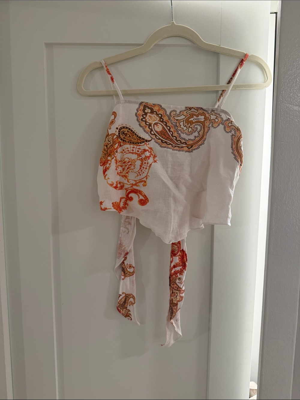 Women's Linen Paisley Back Tie Cami Top